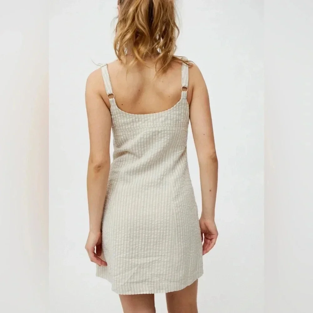 Urban Outfitters || Why Not Seersucker Mini Dress Ivory Medium - Picture 2 of 8